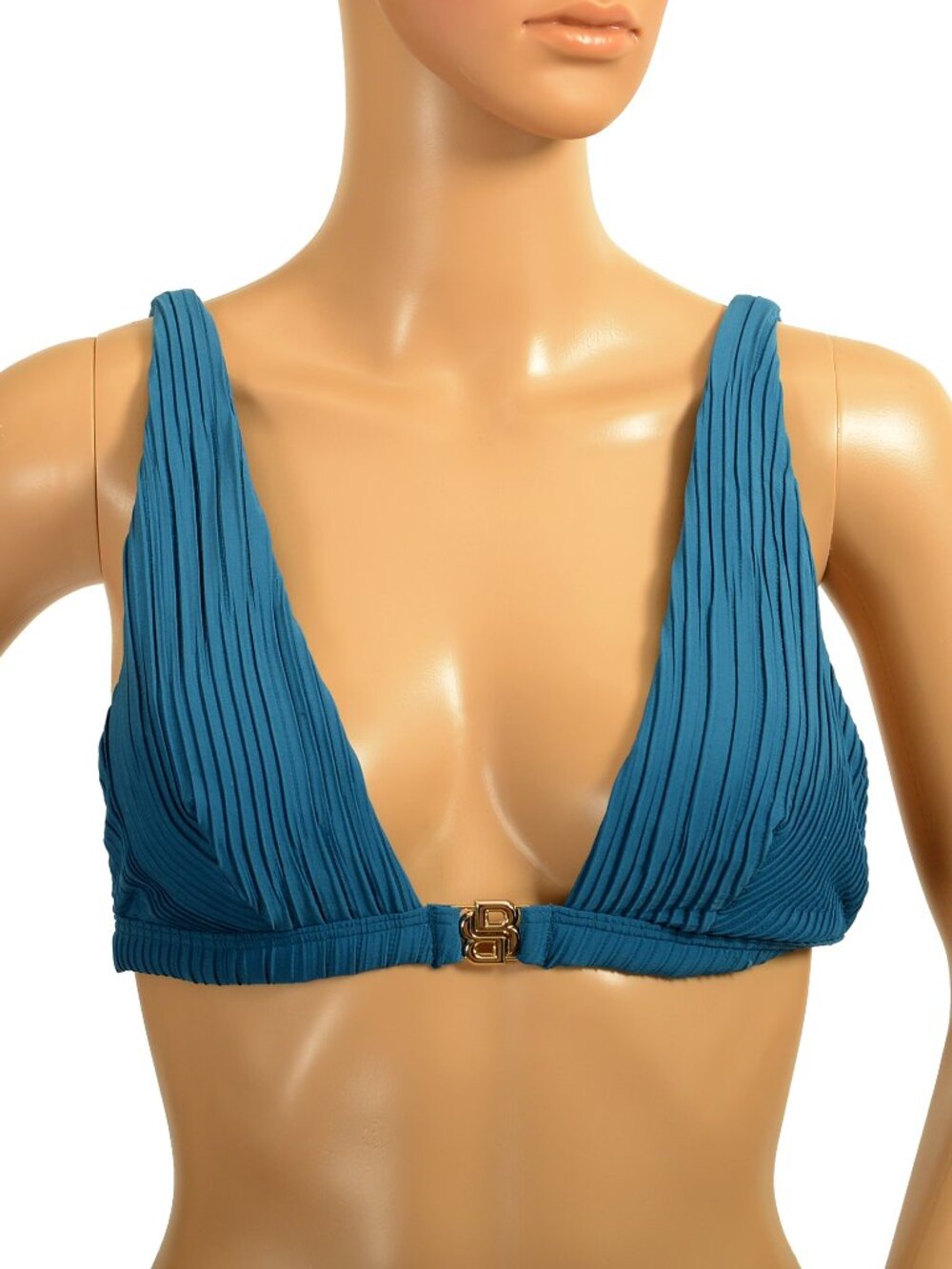 Hugo Boss Women's "Double B Triangle" Teal Blue Padded Swim Top Bra US S IT 40